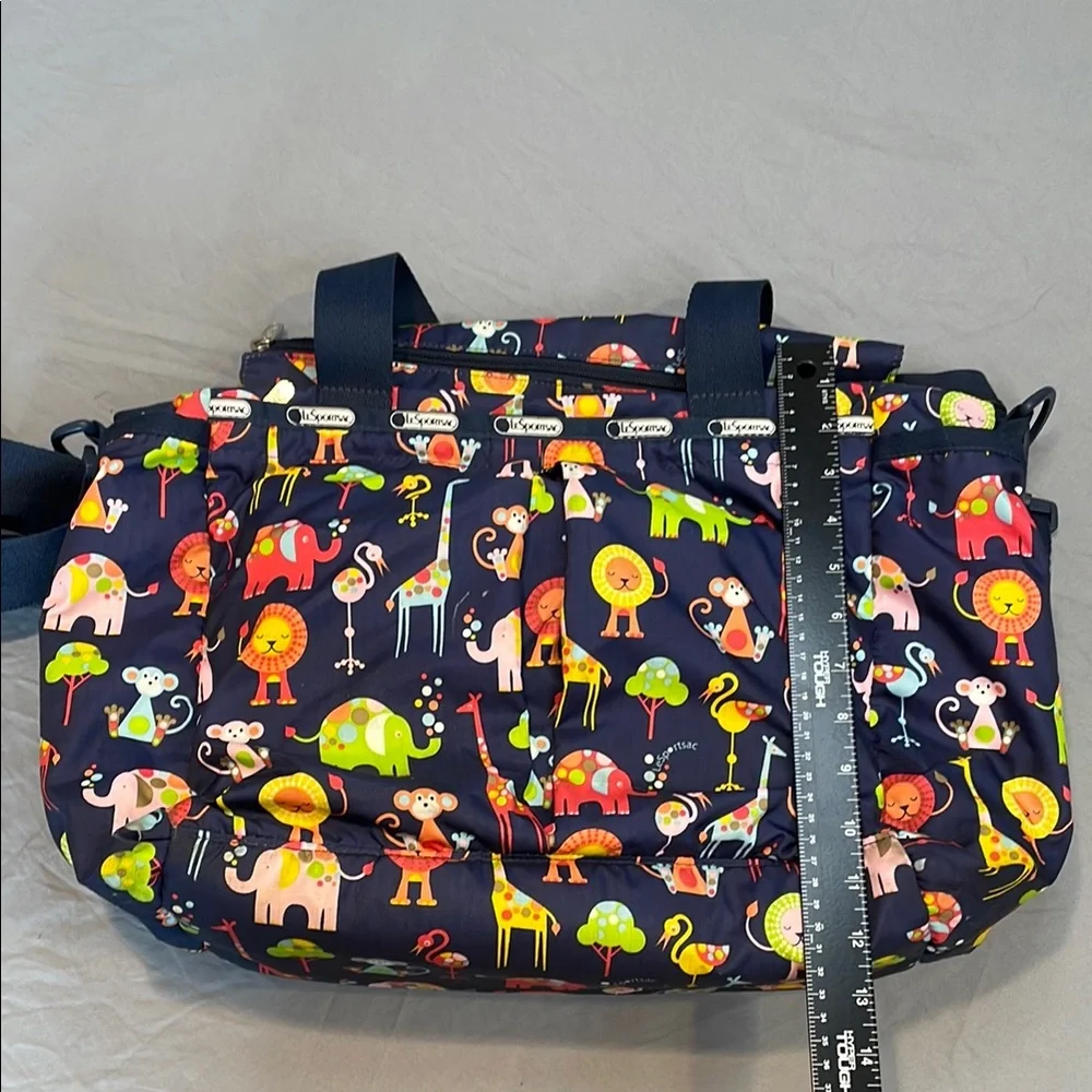 LeSportsac Ryan Diaper Bag Colorful Zoo Cute Animal Tote Baby Changing Pad Navy